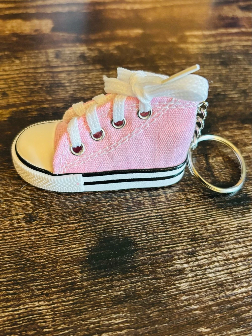 Pink High Top Canvas Sneaker Keychain - Small Shoe‎ Accessory